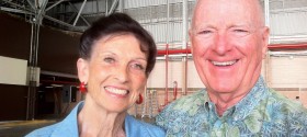 Carole and Jim Hickerson at arrival ceremony Hickam AFB